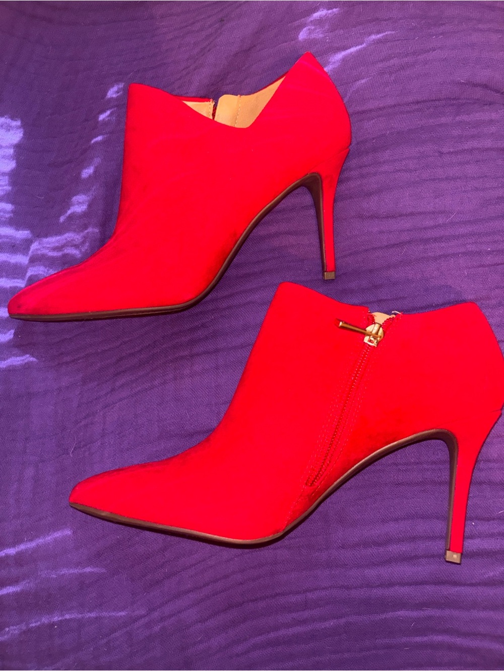 Jessica Simpson Red Pointed-Toe Stiletto Ankle Booties